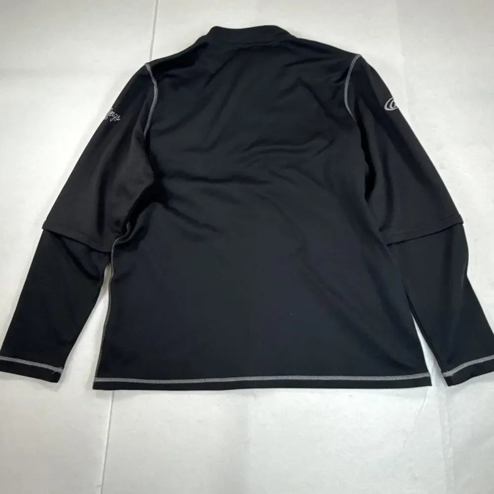 Rawlings 1/4 Zip Pullover Long Sleeve Jacket Adult Large Black Wind Rain